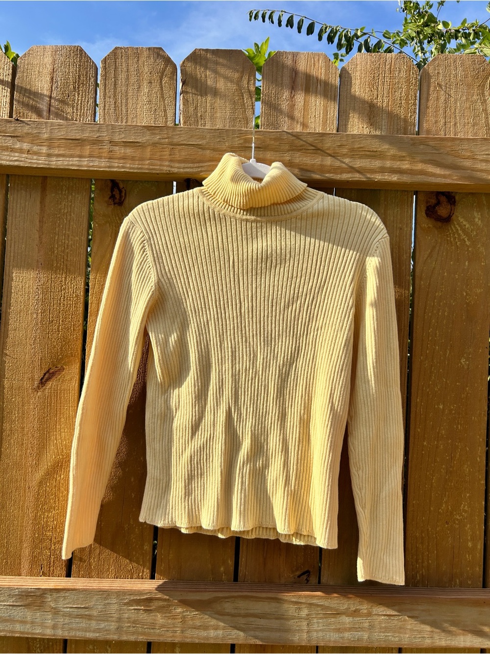 Vintage Eddie Bauer 100% cotton yellow ribbed turtleneck sweater